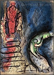 Marc Chagall: Ahasuerus Sends Vasthi Away, 1960, Original Lithograph Verve The Bible | Graphic work | Prints