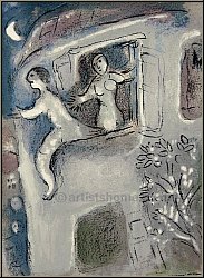 Marc Chagall: David saved by Michal, Original Lithograph Verve Illustrations for The Bible, 1960 | Prints