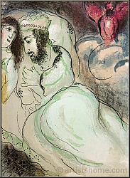 Marc Chagall: Sarah and Abimelech, Original Lithograph 1960, Illustrations for The Bible | Rare Prints