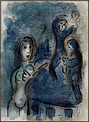 Marc Chagall: Rahab and the Spies of Jericho, 1960, Original Lithograph - Verve Illustrations for The Bible