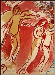 Marc Chagall: Adam And Eve are banished from Paradise, Angels - Original Lithograph Verve Bible 1960 | Prints