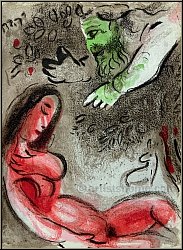 Marc Chagall: 'Eve incurs God's displeasure' Original Lithograph 1960, The Bible - Genuine Prints, Originals