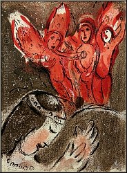 Marc Chagall: Sarah and the Angels, Original Lithograph Verve Bible 1960 - Abraham, Mother | Graphic work