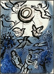 Marc Chagall: Creation (Garden of Eden), Original Lithograph for Verve Illustrations for The Bible, 1960