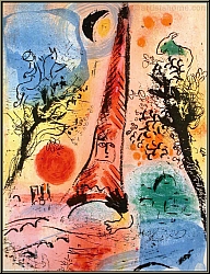 Marc Chagall: Vision of Paris (Vision de Paris) 1960, Original Lithograph with Eiffel Tower | Genuine Prints