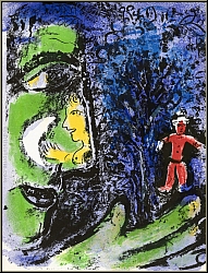 Marc Chagall: 'Profile with Child' Le profil et l'enfant rouge, Original Lithograph 1960 - Lithographs | Print