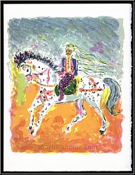 Kostia Terechkovitch: Rider with Horse, 1972, Original Lithograph Souvenirs et portraits d'artistes, Mourlot