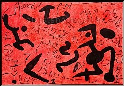 Joan Miro: Homage to Aim and Marguerite Maeght - Original lithograph on red, 1981 - Graphic work | Prints