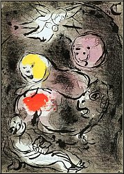 Marc Chagall: Daniel with the Lions, 1956, Original Lithograph for The Bible - Genuine Prints | Graphic Works