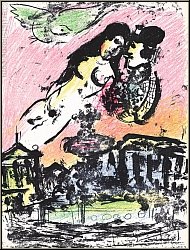 Marc Chagall: 'The Lover's Heaven' (Le Ciel des Amoureux) 1963 - Genuine Limited Edition Prints | Lithographs