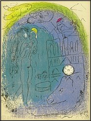 Marc Chagall: Lithograph Mother and Child in front of Notre-Dame