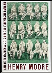 Henry Moore: Berggruen & Cie, 1957, Seated Figures, Original Lithograph Mourlot, Vintage exhibition posters