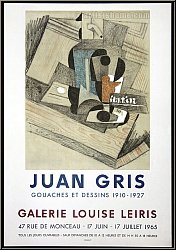 Juan Gris: Louise Leiris Gallery, 1965, Original Exhibition Poster, Lithography by Mourlot - Rare Posters