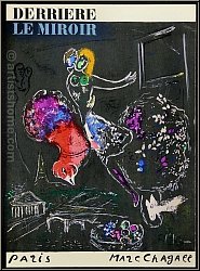 Marc Chagall: Night in Paris 'La nuit  Paris' 1954, Original lithograph for Derriere le miroir 66-67-68