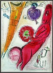 Marc Chagall: Eiffel Tower With Donkey, Paris 1954 Original Lithograph - Vintage Mourlot Prints | Graphic work