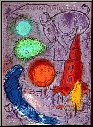 Marc Chagall: Saint-Germain-des-Prs, Paris 1954, Original Lithograph - Original Mourlot Lithographs | Prints