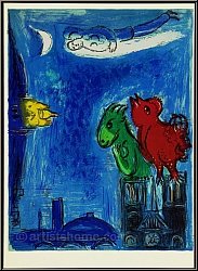 Marc Chagall: The Monsters of Notre Dame, Paris 1954, Original Lithograph Derriere le miroir - Mourlot Prints