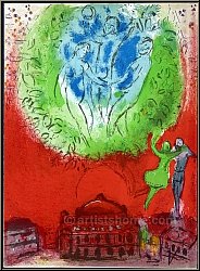 Marc Chagall: 'The Opera' Paris 1954, Original Lithograph for Derriere le miroir - Mourlot Maeght Prints