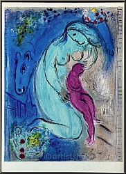 Marc Chagall: 'Quai aux Fleurs' Paris 1954, Original Lithograph for Derriere le miroir - Mourlot Lithographs