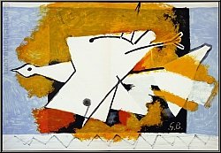 Georges Braque: 'L'oiseau jaune' The Yellow Bird, 1959, Lithograph Mourlot | Limited Edition Prints Maeght