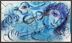 Marc Chagall: The Flute Player (Le Joueur de Flute) 1957, Original Lithograph Mourlot | Limited Edition Prints