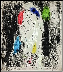 Marc Chagall: Lovers in grey (Les Amoureux en gris) 1957, Mourlot 194 - Lithographs | Limited Edition Prints