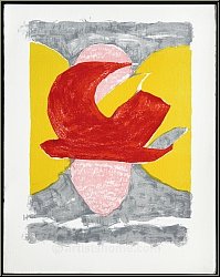 Georges Braque: Original Lithograph 1961 'Descente aux enfers' (Descent into Hell) Red Bird in Flight, Mourlot