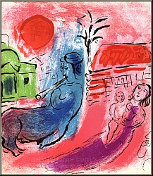 Marc Chagall: Original Lithograph 'Maternity with Centaur' 1957 - Mother and child with flute player | Prints