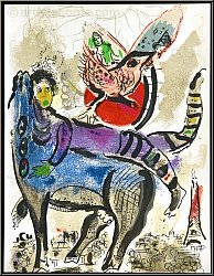 Marc Chagall: 'La vache bleue' The Blue Cow 1967, Circus Paris - Original Mourlot lithographs | Genuine Prints