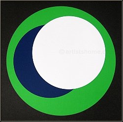 Genevive Claisse: 'Cercles' 1967, Original Silkscreen Print, Green White and Blue on Black, signed | Prints