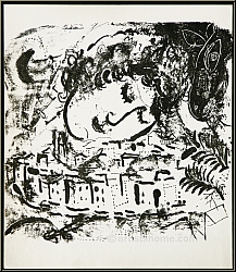 Marc Chagall: 'The Village' With Self-Portrait 1957, Original Lithograph - Graphic work | Rare Lithographs