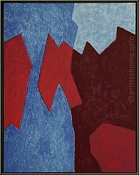 Serge Poliakoff: Original Lithograph Red and Blue 'Composition rouge et bleu' 1968 - Graphic work | Prints