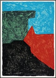 Serge Poliakoff: Original Lithograph 'Composition noire, rouge, bleue et verte' 1969 - Graphic work | Prints