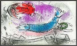 Marc Chagall: The Blue Fish (Le poisson bleu) 1957, Original Lithograph, Mourlot 198 | Limited Edition Prints