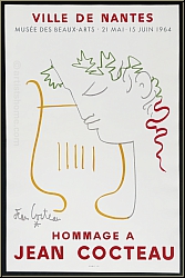 Jean Cocteau: Ville de Nantes, Hommage  Jean Cocteau, lithograph Orpheus with lyre, Mourlot Exhibition Poster