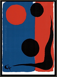 Alexander Calder: Composition on Red and Blue 1966 Original Lithograph for Maeght and Redfern | Genuine Prints