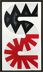 Kumi Sugai: 'S' Red And Black (Rouge et noir) on light grey letter S, 1992, Lithograph on wove paper, signed