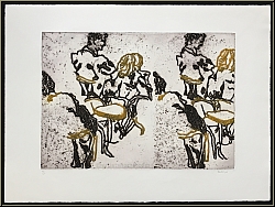 Ida Barbarigo: Cain and Abel 1973, Signed Etching, Chairs in the Caf, Zoran Music - Orig. Prints | Engravings