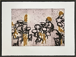 Ida Barbarigo: Chairs in Caf Florian, St. Mark's Square, Venice Italy 1974 Etching signed - Artworks | Prints