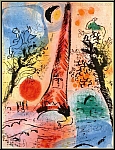 Marc Chagall: Vision of Paris, Eiffel Tower 1960, Original Lithograph