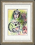 Marc Chagall: 'The Clown With Flowers' 1963, Circus clown in love | Original Lithographs | Genuine Prints