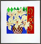 Liz Jardine: 'Firecracker' White Blossoms (Lilies), Original Serigraph signed | Graphic work, Prints - Flowers