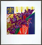 Liz Jardine: 'Firecracker' Purple Blossoms, Original Floral Serigraph, signed | Graphic work, Prints - Flowers