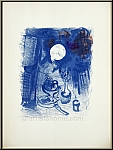 Marc Chagall: Blue Still Life With Fruits, Carafe, Woman And Goat, 1957, Original Lithograph - Rare Prints