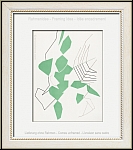 Andr Beaudin: Lithograph 'Feuilles vades' 1972, Abstract design with light green leaves and spider web