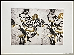 Ida Barbarigo: Cain & Abel 1973, Original Etching, signed, Caf Chairs