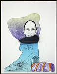 Paul Wunderlich: Original Lithograph 'Girl with Summer Hat' and fur collar, 2002, signed - Images, lithographs